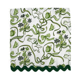 Springtime Bunnies and Bow Print Green Cloth Dinner Napkins with Ric Rac, Set of 4