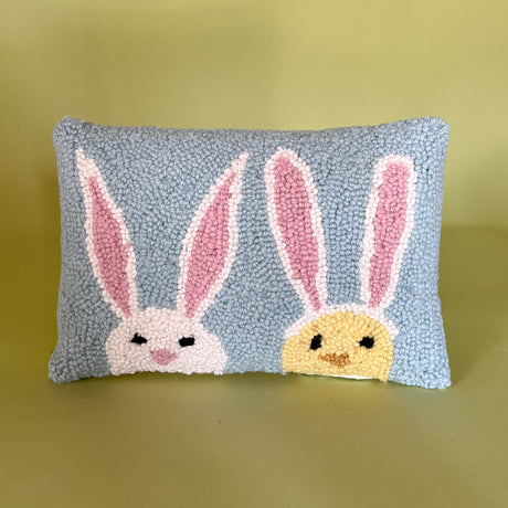 bunny and chick easter pillow