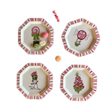 Christmas Treats Hand-Painted Tole Metal Trinket Trays, Set of 4
