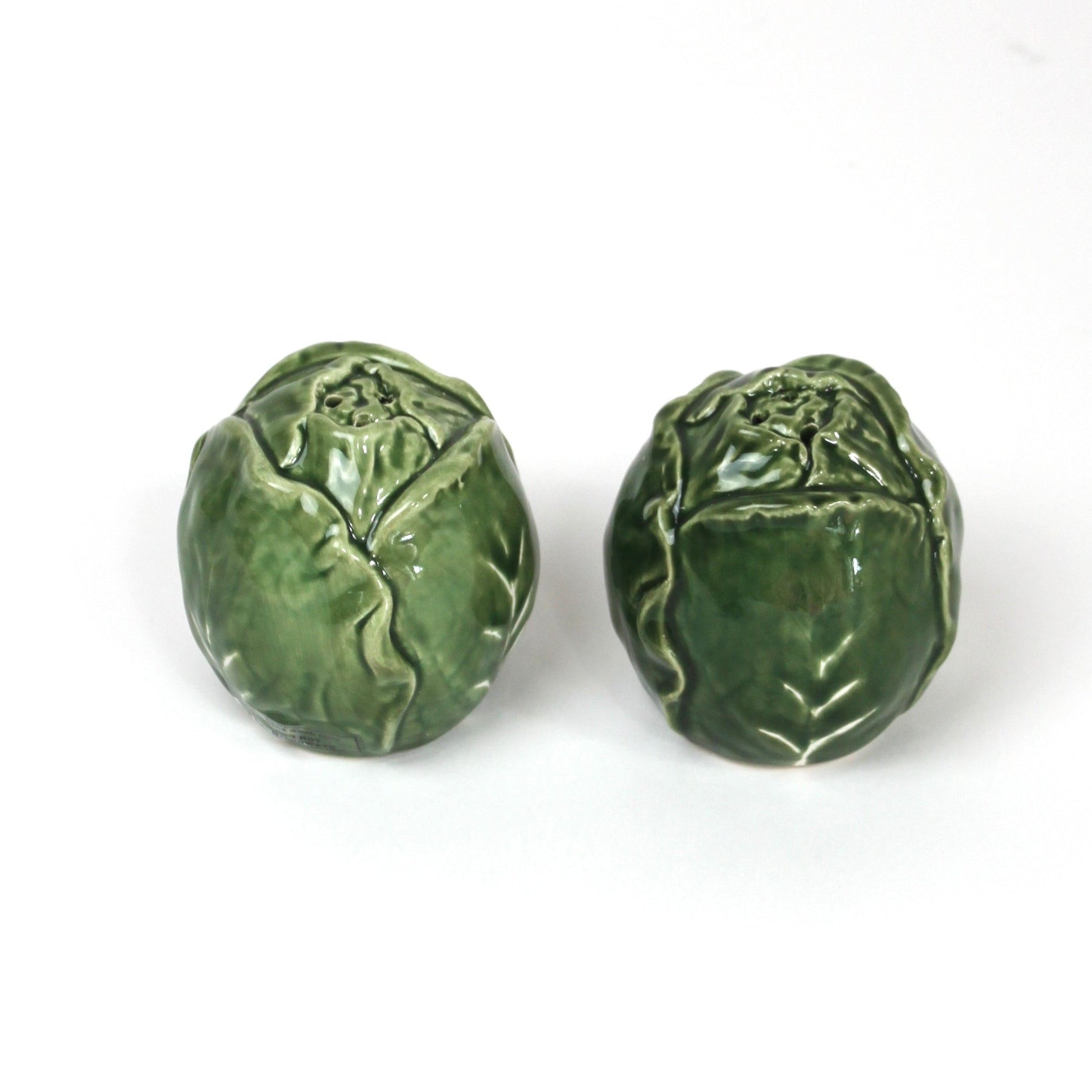 a pair of cabbage leaf salt and pepper shakers from madcap cottage