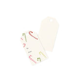 Festive Christmas gift tags featuring colorful striped candy canes in red, pink, and green shades.