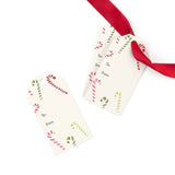 Festive Christmas gift tags featuring colorful striped candy canes in red, pink, and green shades.