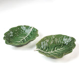 two set of ceramic cabbage leaf bowls