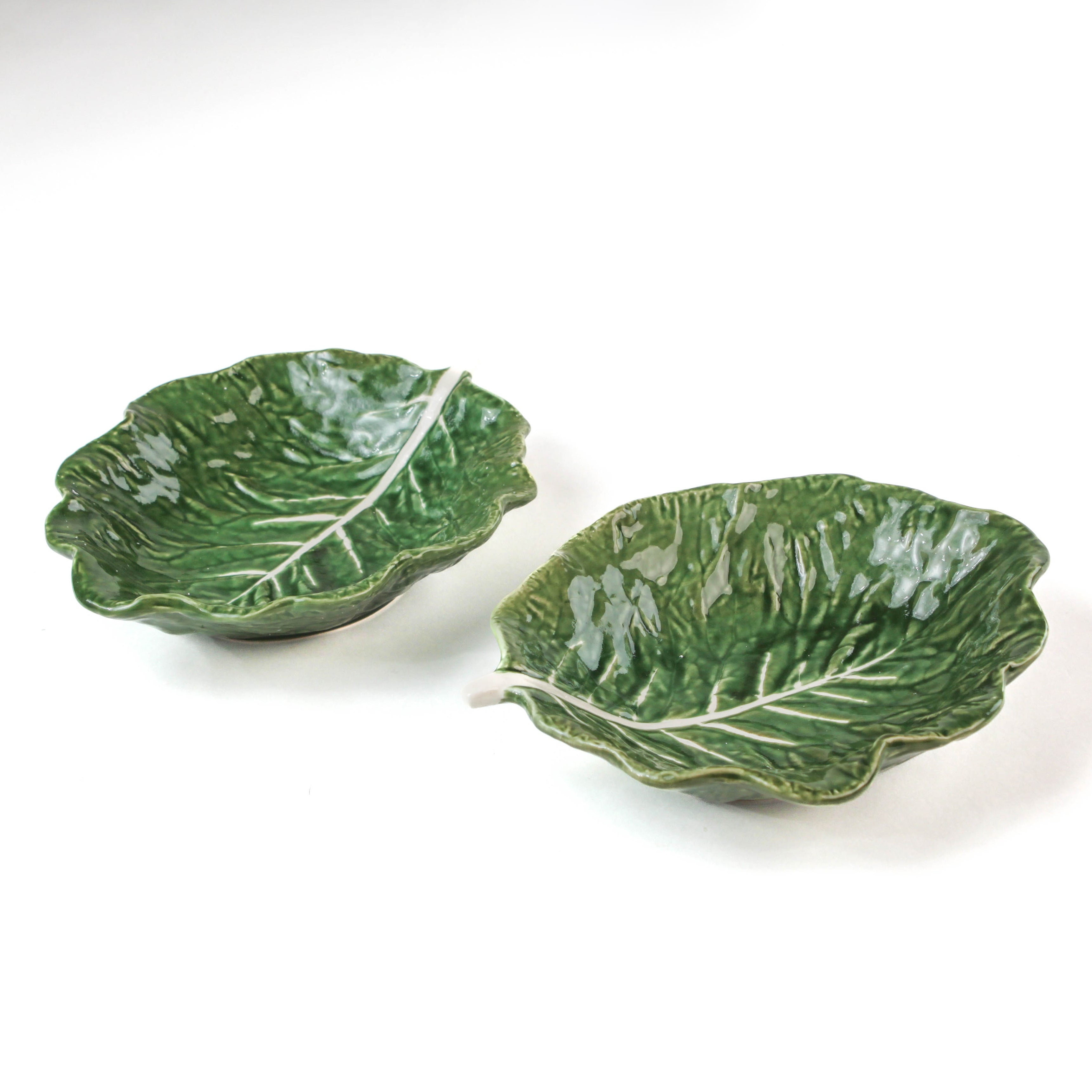 two set of ceramic cabbage leaf bowls