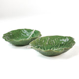 two set of ceramic cabbage leaf bowls  in a white background