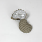 White Oyster Shell Stoneware Dishes, Set of 2