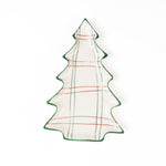 white christmas tree plate with red lines on a white background