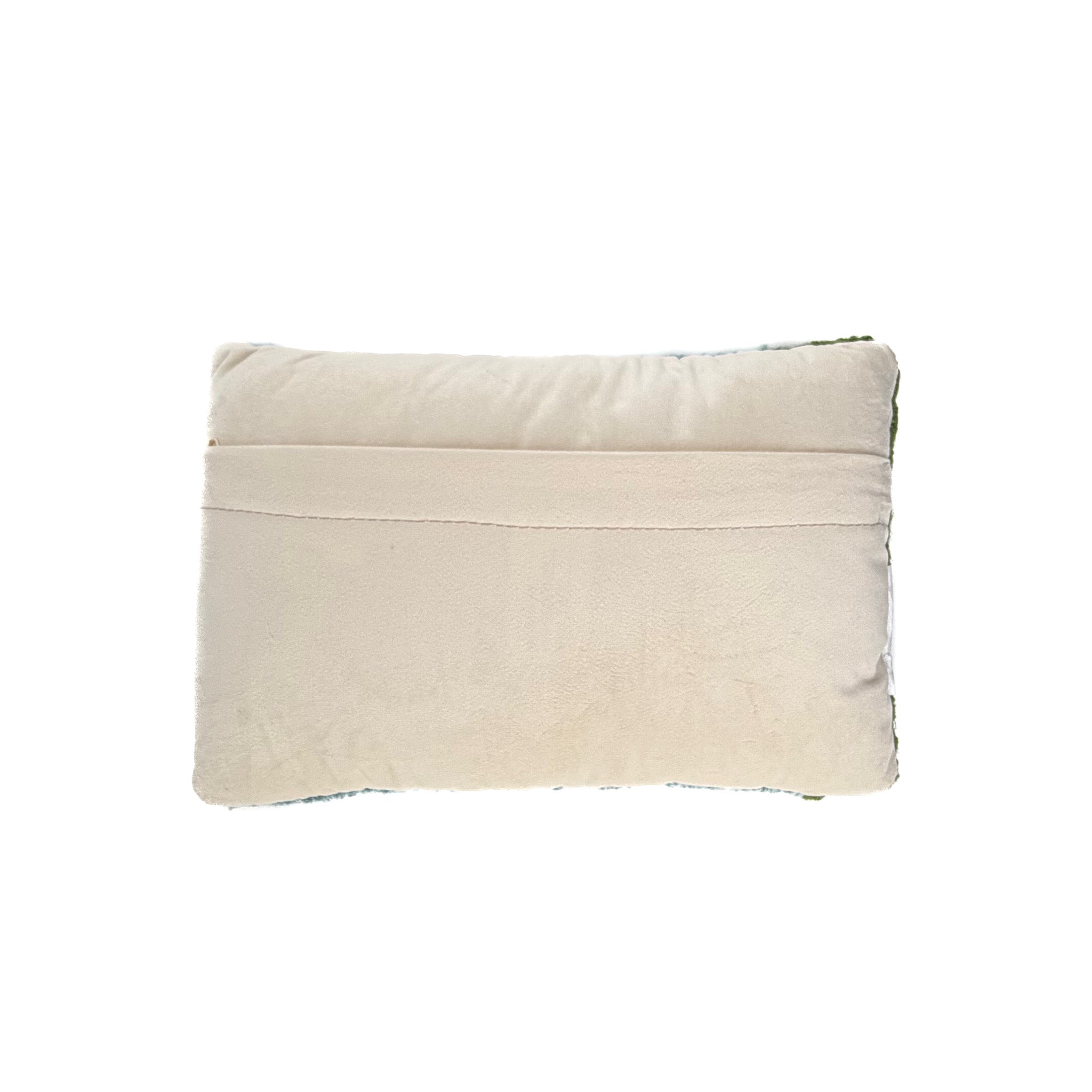 back hooked pillow with chick sitting on colorful Easter eggs design