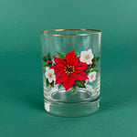 Christmas drinking glasses with red poinsettia and white flower design