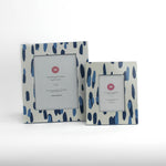 Two Blue Club house hand painted photo frames on a white background