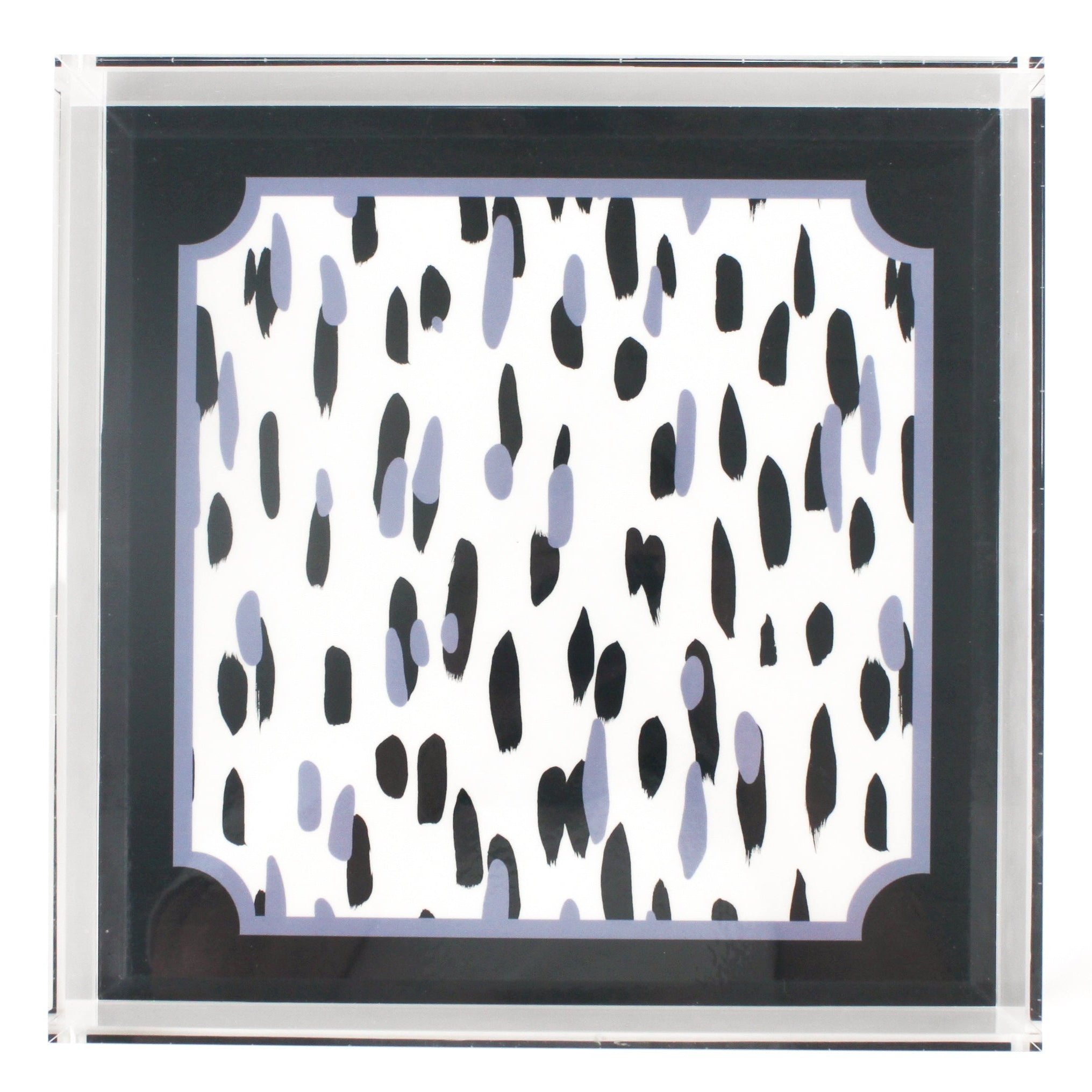 Club House Navy Blue Square Acrylic Tray, large. Club House is two shades of blue style brush strokes with a blue border.