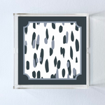 Top view of the Club House navy blue square acrylic tray on a white background