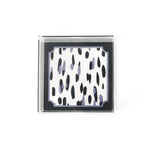 Club House Navy Blue Square Acrylic Tray, small. Club House is two shades of blue style brush strokes with a blue border.