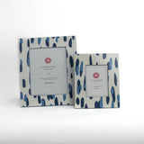 Two Blue Club house hand painted photo frames on a white background