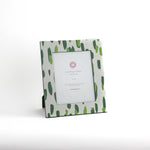 a 8' x 10' green Club house hand painted photo frame on a white background