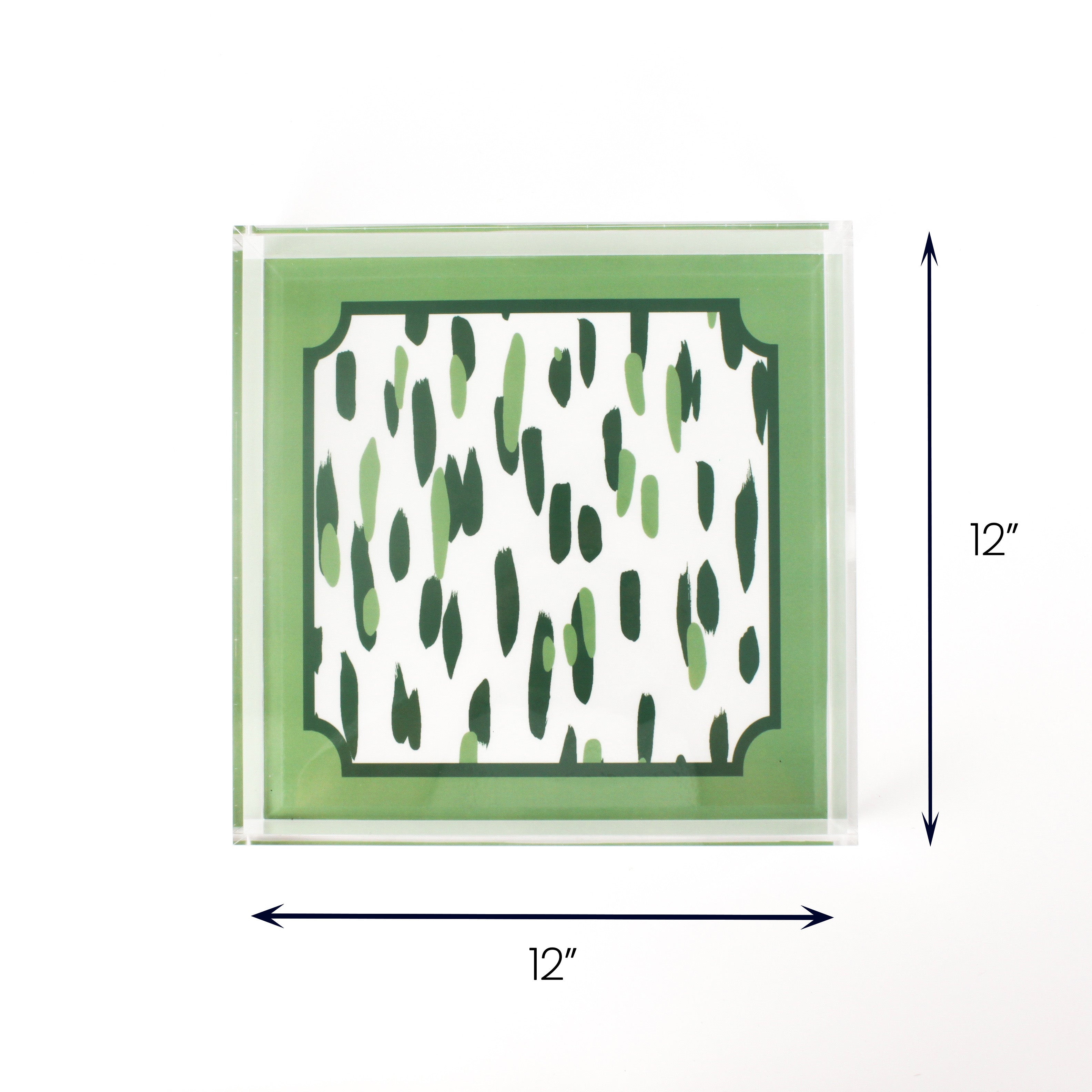 Club House Square Green Acrylic Tray (Large) with dimension of 12" x 12".
