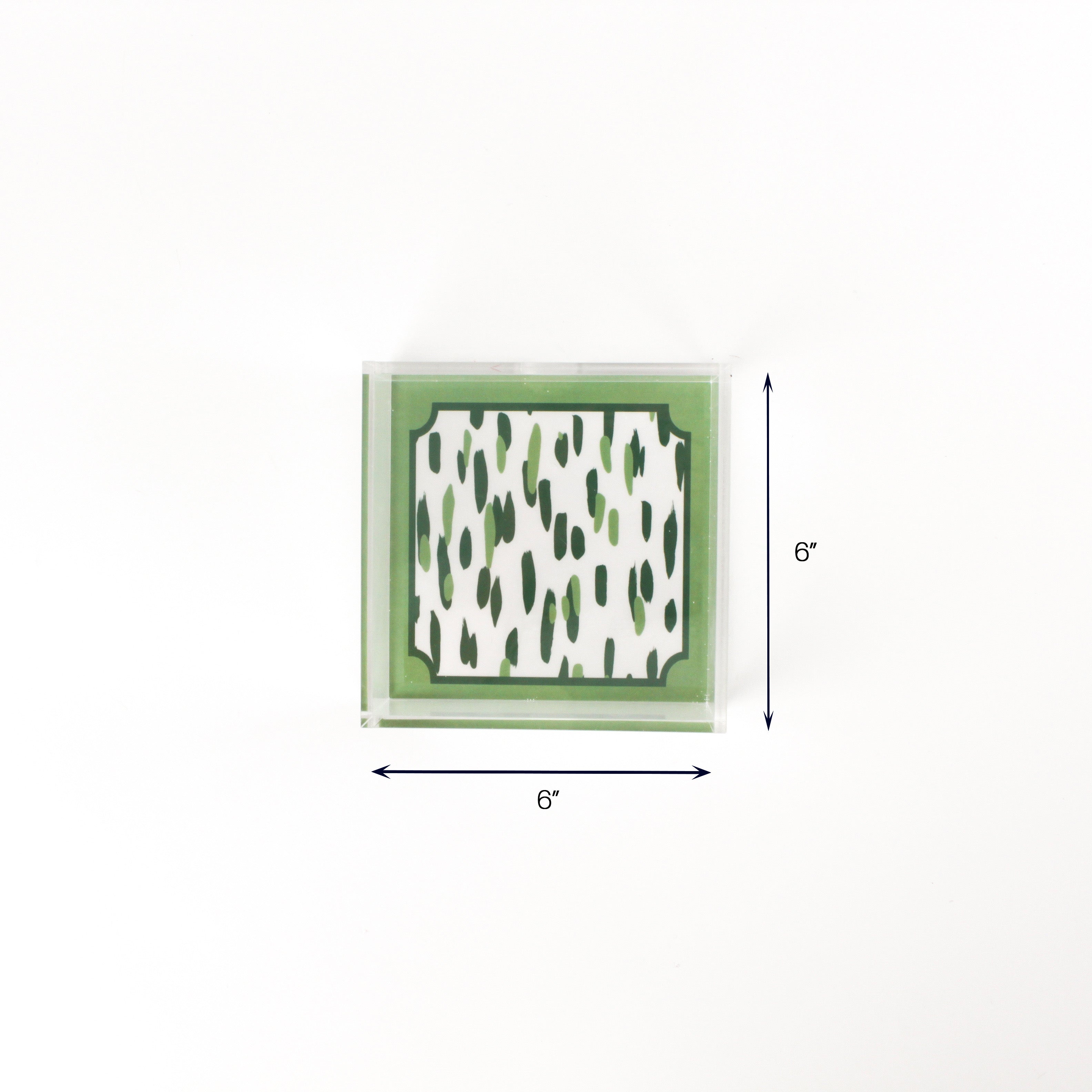 Club House Square Green Acrylic Tray (Small) with dimension of 6" x 6".