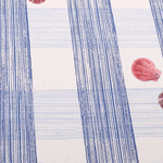 an animated obster themed table setting with the lobster print napkins sliding into the place setting. 