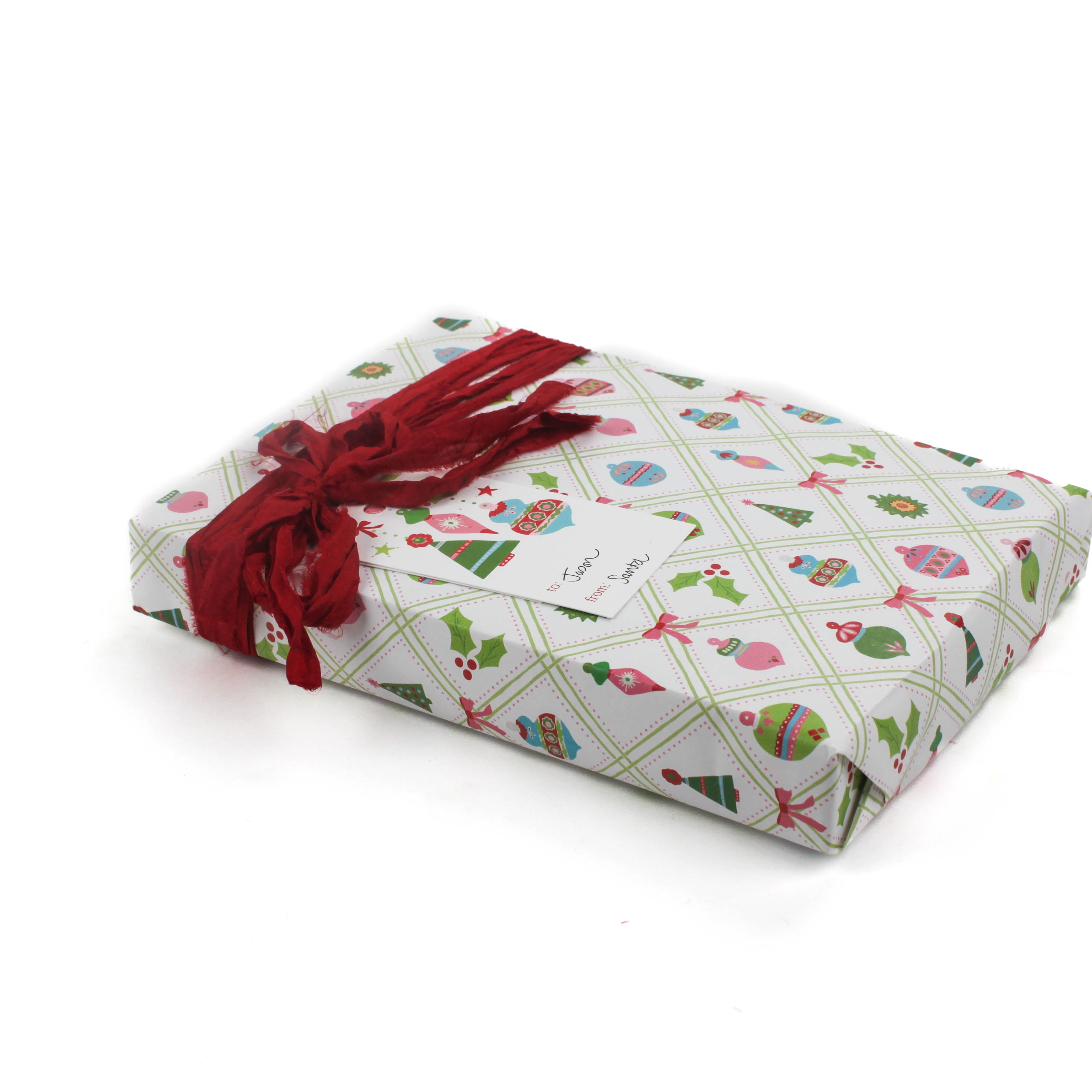 colorful christmas ornaments wrapping paper