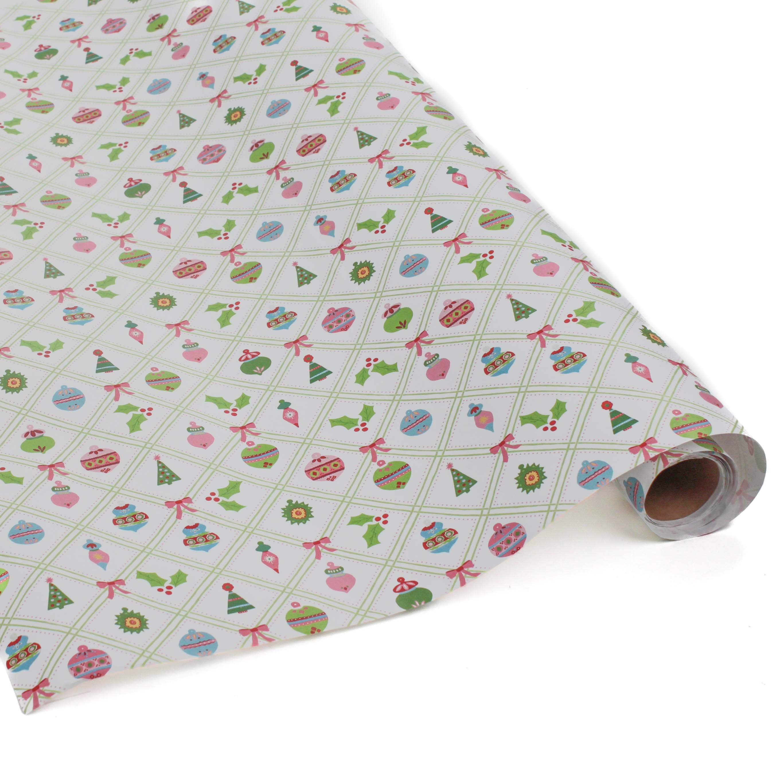 colorful christmas ornaments wrapping paper