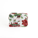 Large Cottage Grove Geranium is a floral toiletries bag with a red, green, and white color scheme, featuring a geranium design.