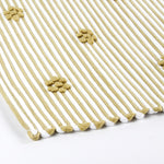 close up of A yellow accent rug with a daisies pattern on it