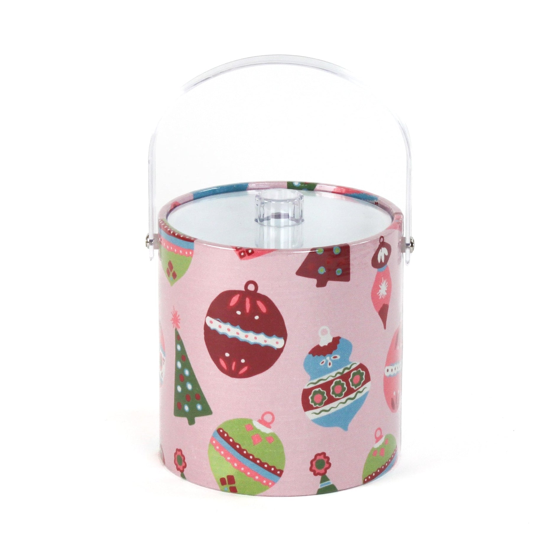 Darling Ornaments, a pink ice bucket decorated with ornament motifs