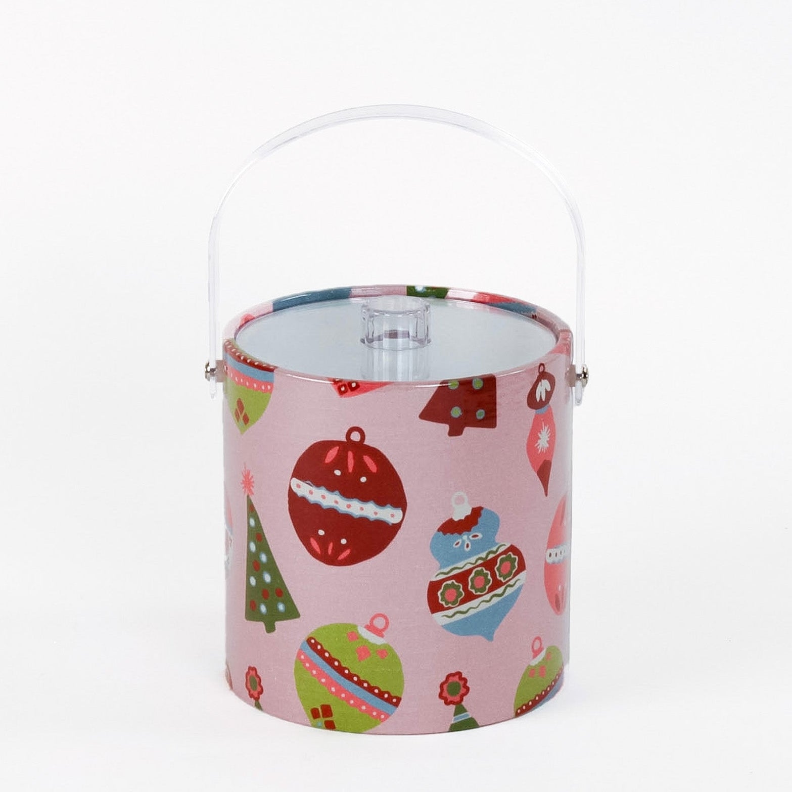 Darling Ornaments, a pink ice bucket decorated with ornament motifs