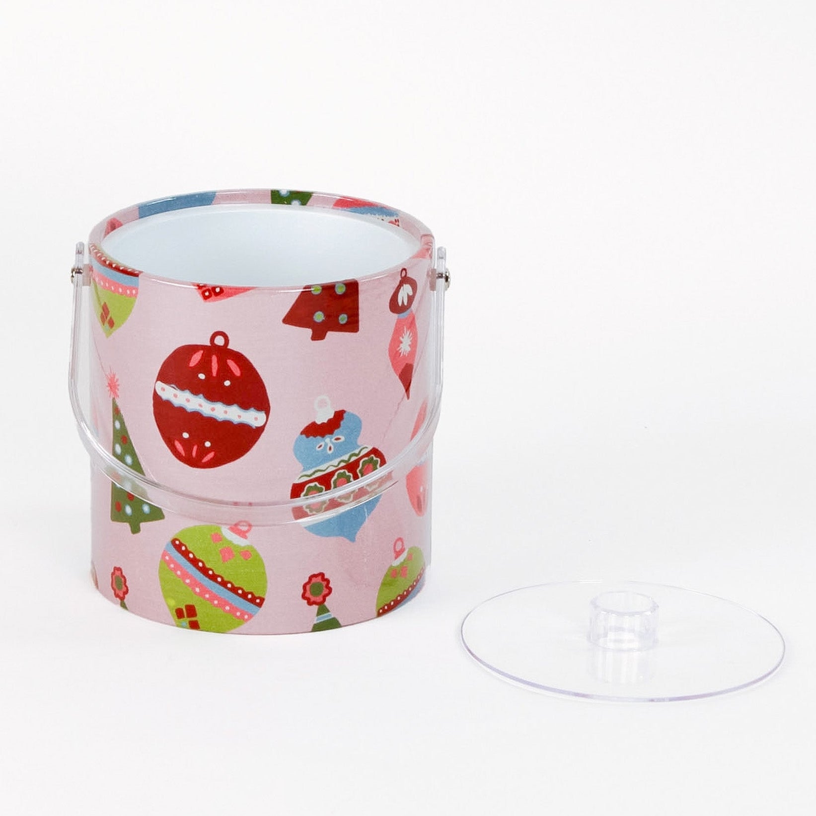 Darling Ornaments, a pink ice bucket decorated with ornament motifs
