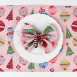 Darling Ornaments Christmas Cloth Dinner Napkins with Ric Rac, Set of 4