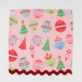 Darling Ornaments Christmas Cloth Dinner Napkins with Ric Rac, Set of 4