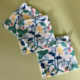detail of strawberry hill floral cloth cocktail napkin coasters