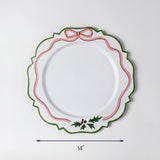 Ribbons and Holly Tole Metal Hand-Painted Christmas Chargers, Set of 4