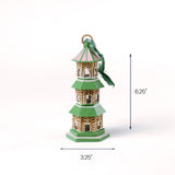 Hand-Painted Rattan Pagoda Ornaments, Set of 2