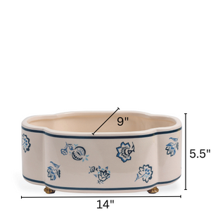 Bonjour Provence Navy Blue and White Porcelain Oval Planter