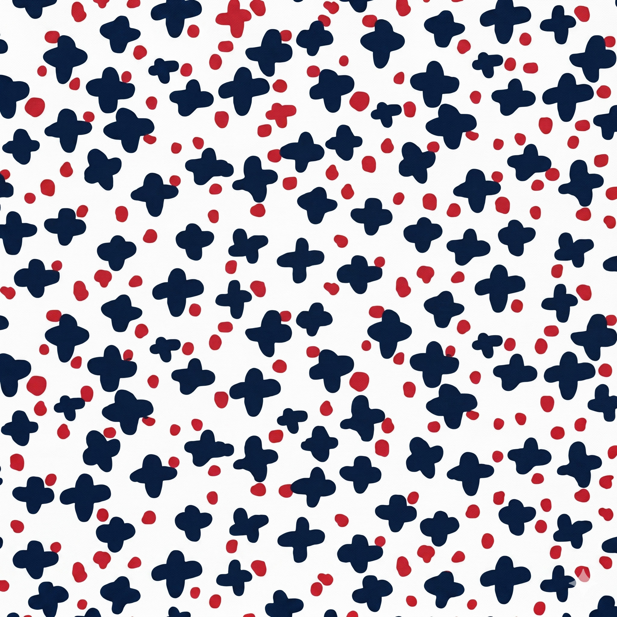 wallpaper pattern of blue stars and red spots on a white background