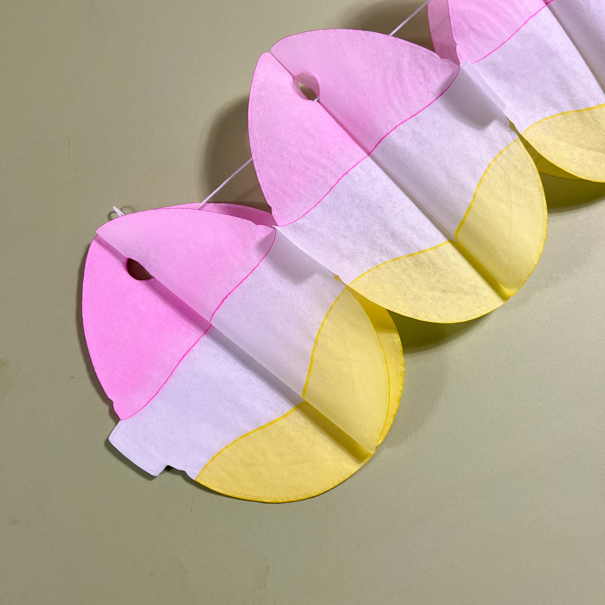 Yellow/Pink/White Easter Egg Tissue Paper Garland