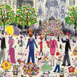 Illustrated 500-piece puzzle showing a lively Easter parade in a city park with people, costumes, and spring decorations