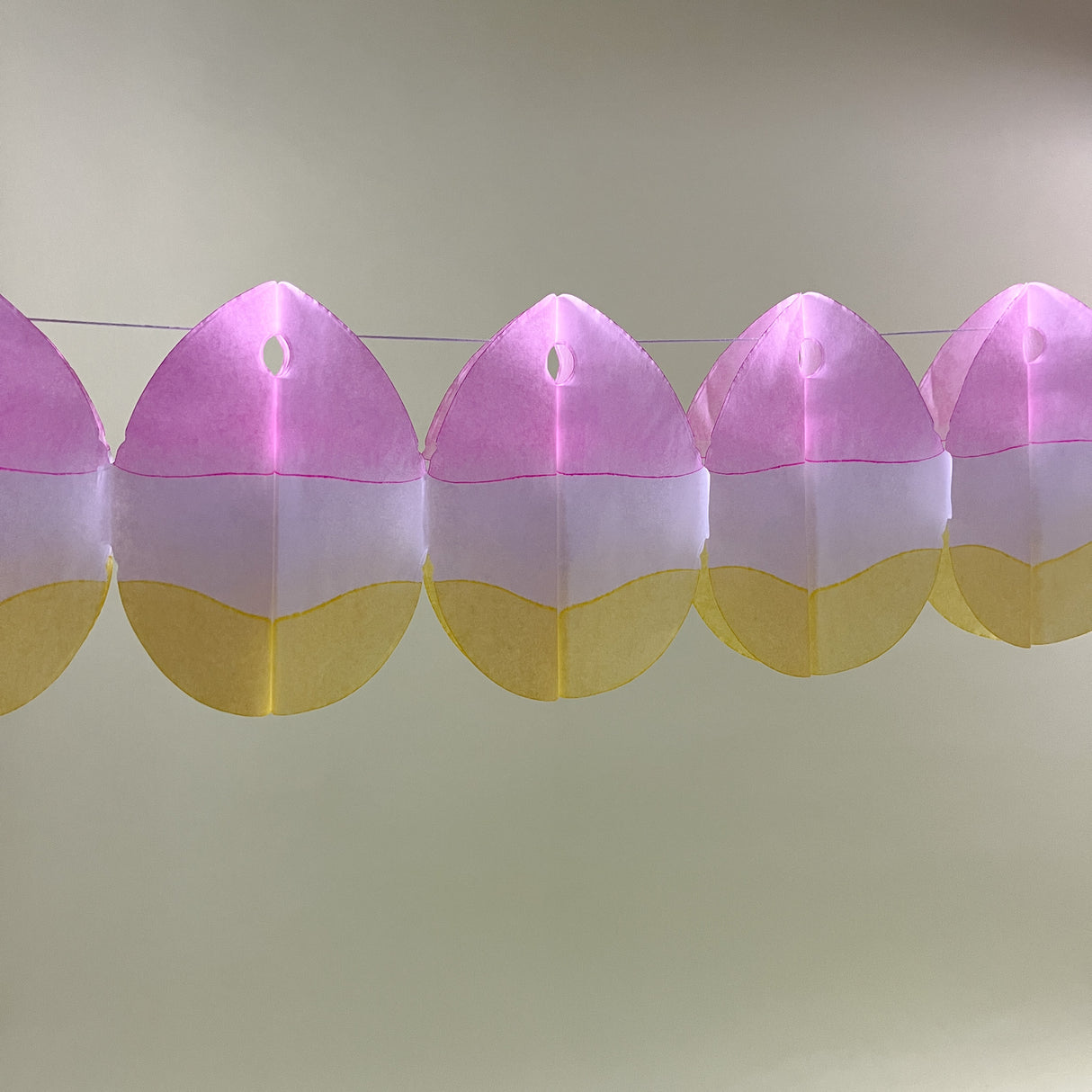 Yellow/Pink/White Easter Egg Tissue Paper Garland