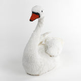 Feathered Swan Centerpiece in a white background front side view
