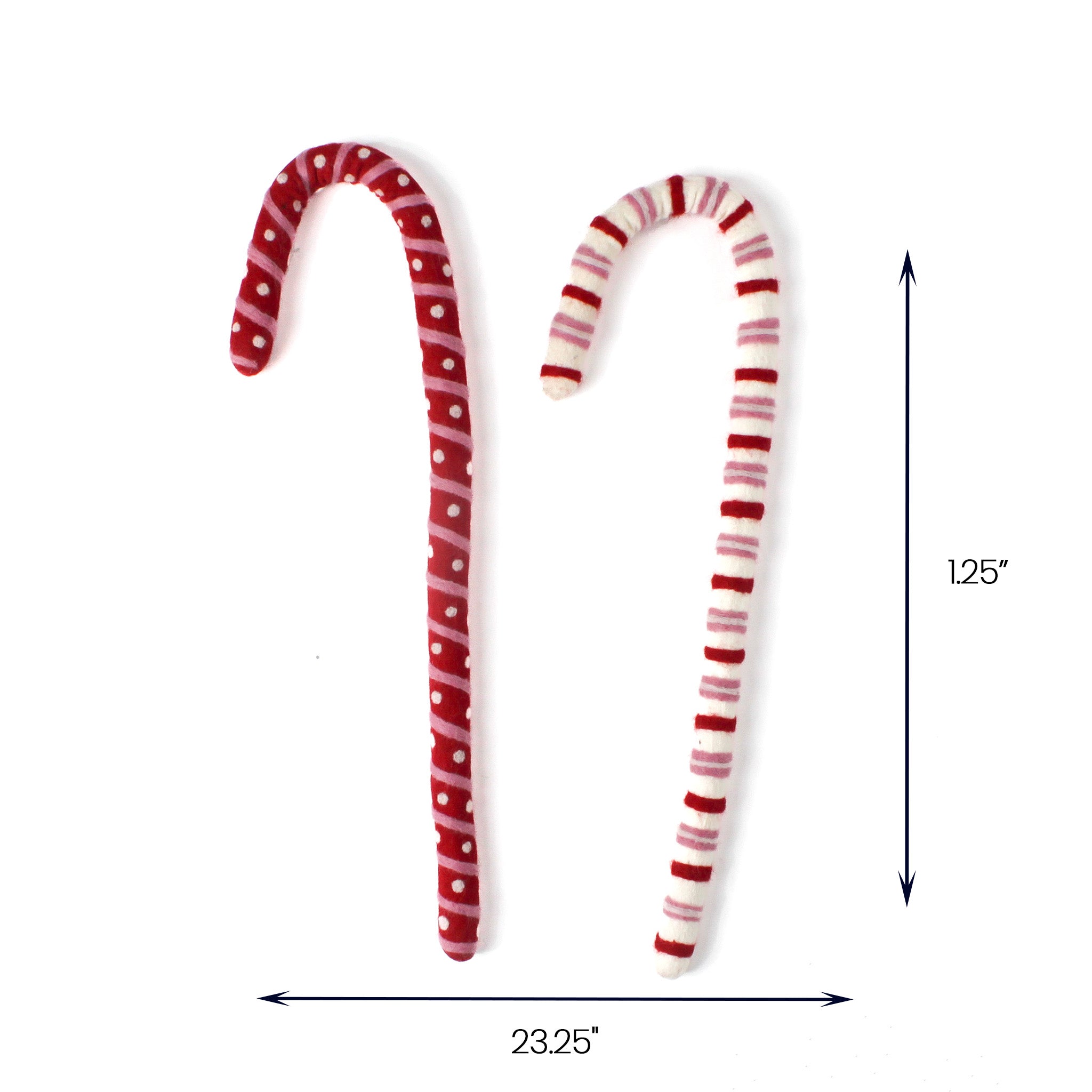 Soft Fabric Candy Cane Decorations 23.25" – Red & White Christmas Decor