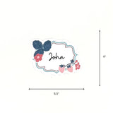 Floral strawberry themed place card displayed with 5.5" by 4" dimensions on a white background.