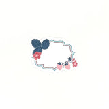Floral strawberry themed place card featuring decorative berries, and flowers on a white background.