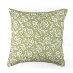 Back view of Floral White Meadow Green Square outdoor pillow.
