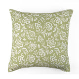 Back view of Floral White Meadow Green Square outdoor pillow.