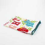 Colorful Ornaments Christmas Tea Towel with saying Merry and Bright