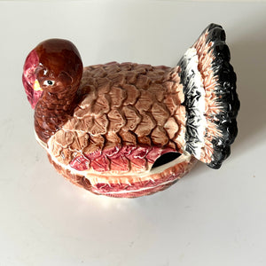 Vintage Thanksgiving Tureen Small Ceramic Turkey Centerpiece