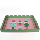 Hand-Painted Metal Christmas Nutcracker Tray featuring three colorful nutcrackers