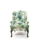Vintage Jungle Road Palm Green Upholstered Wingback Chair
