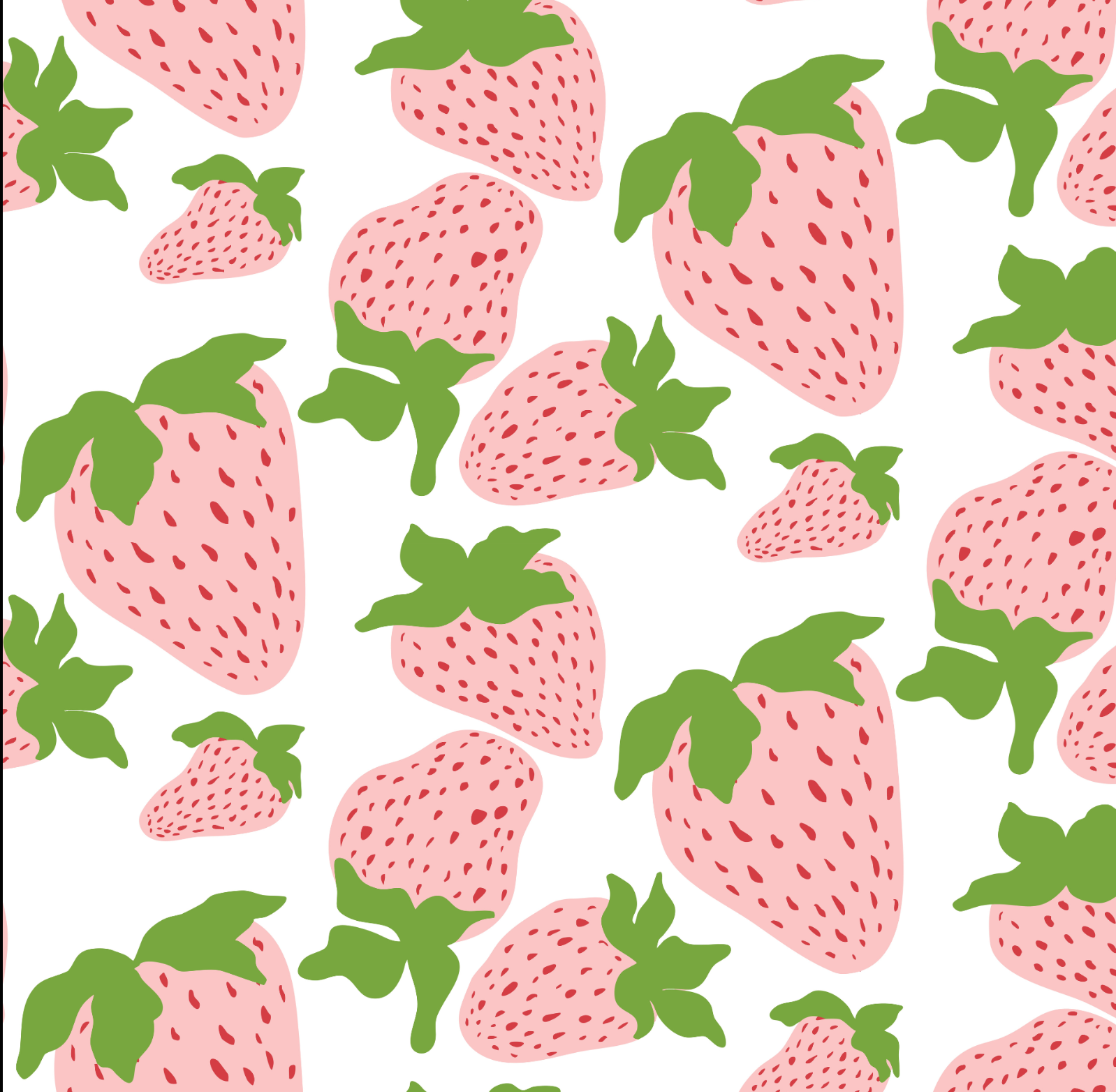garden party strawberry paper table runner with pink strawberries and green leaves pattern